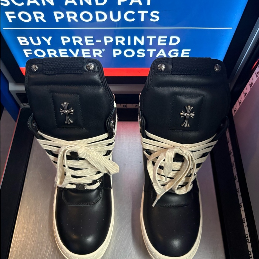 Rick Owens Black and White High-Top Sneakers